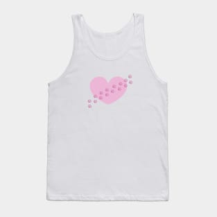 Pink cute heart with doodle paw prints Tank Top